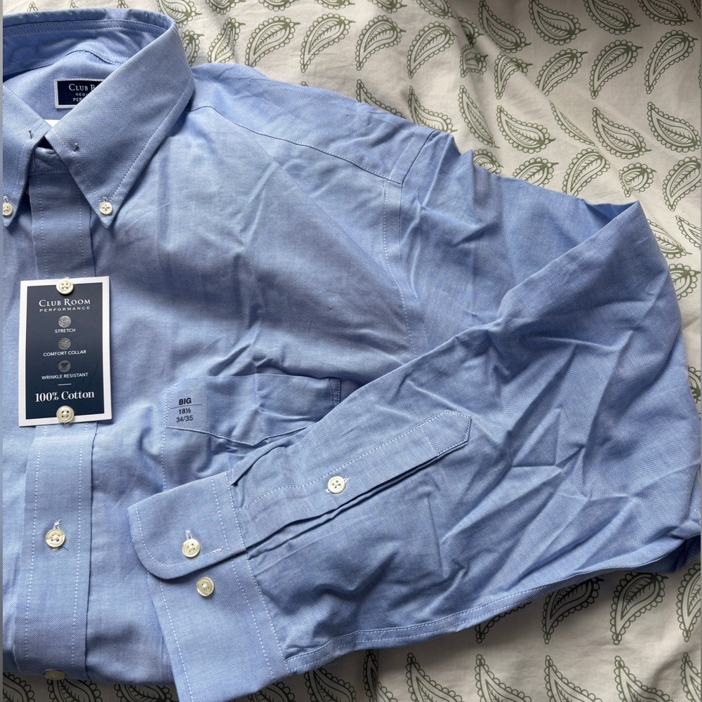 Club Room Light Blue Button-Down Performance Dress Shirt - Picture 2 of 6